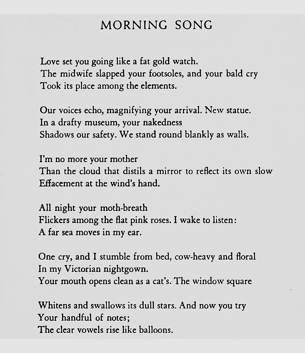 facsimile of the poem ‘Morning Song’ by Sylvia Plath